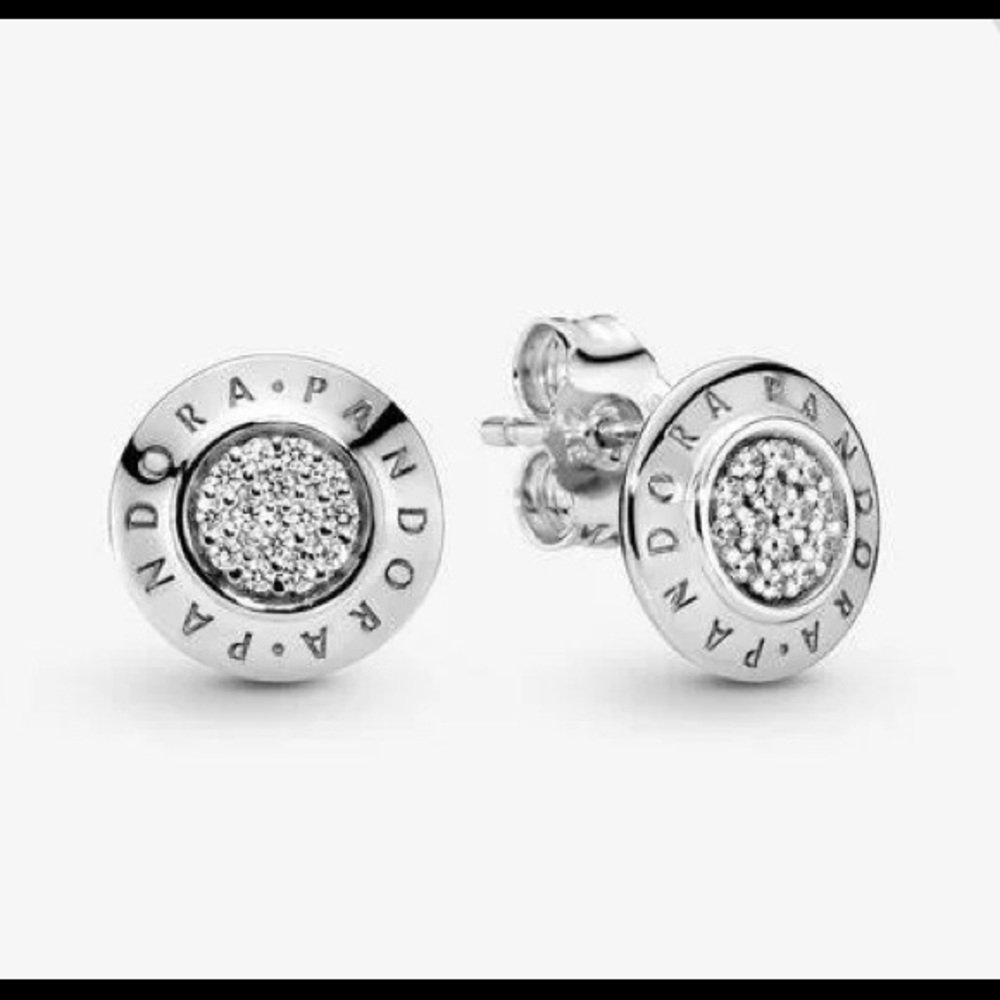 Pandora sparkling logo stud earrings